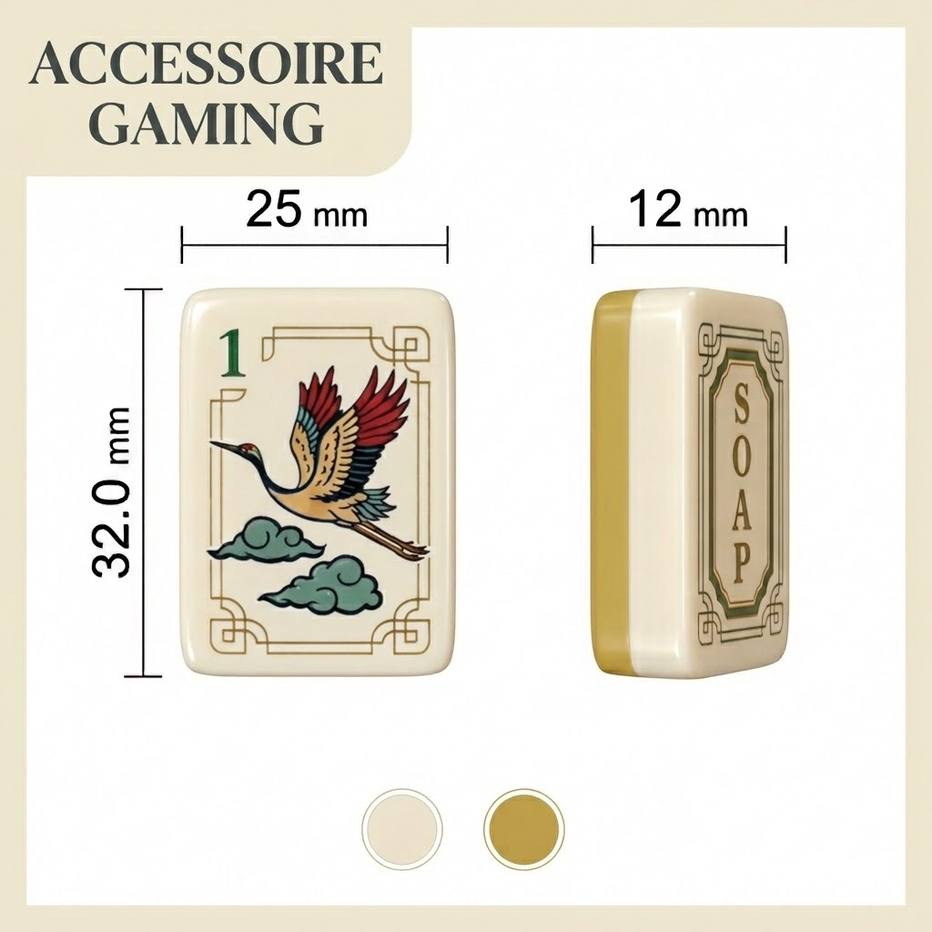 American Mahjong Set 160 Tiles | Premium Acrylic | Crane & Clouds Design | Beige Backs | Board Game Gift | Decorative Art