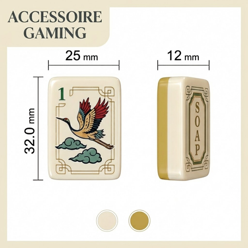 American Mahjong Set 160 Tiles | Premium Acrylic | Crane & Clouds Design | Beige Backs | Board Game Gift | Decorative Art