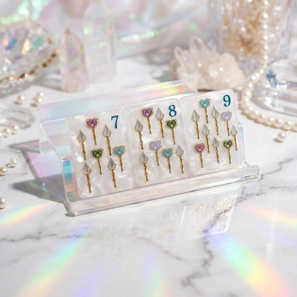 American Mahjong Set – 160 Tiles | Elegant White & Gold Design | Floral Patterns, Symbols, Jokers | Premium Finish