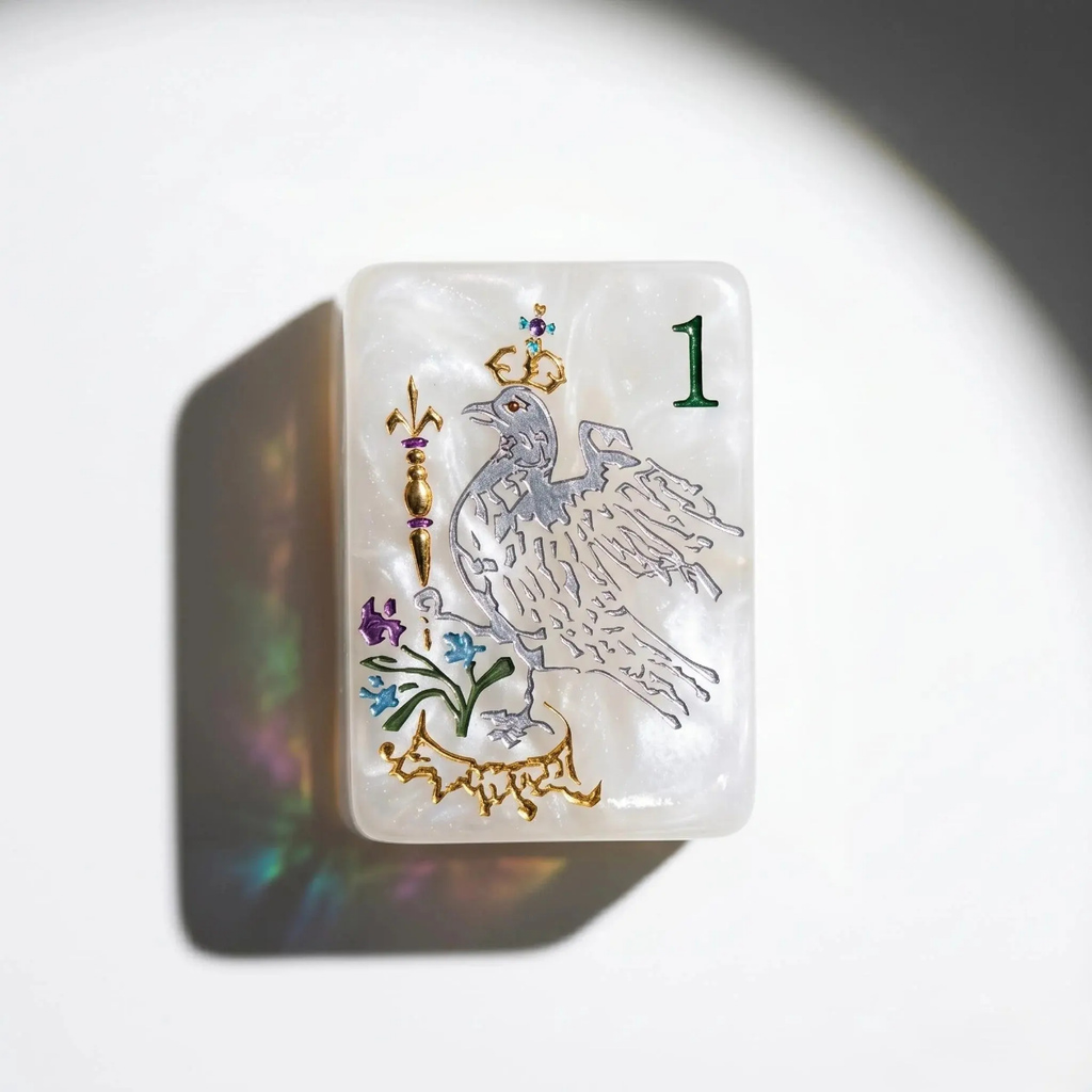 American Mahjong Set – 160 Tiles | Elegant White & Gold Design | Floral Patterns, Symbols, Jokers | Premium Finish