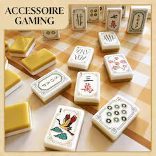 American Mahjong Set 160 Tiles | Premium Acrylic | Crane & Clouds Design | Beige Backs | Board Game Gift | Decorative Art