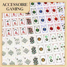 American Mahjong Set 160 Tiles | Premium Acrylic | Crane & Clouds Design | Beige Backs | Board Game Gift | Decorative Art